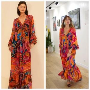 Farm Rio Vintage Wave Long Sleeve Maxi Dress